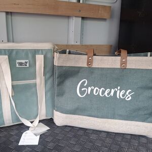 Set of Grocery Tote Bags Hot And Cold And Other Groceries Shoulder BAG